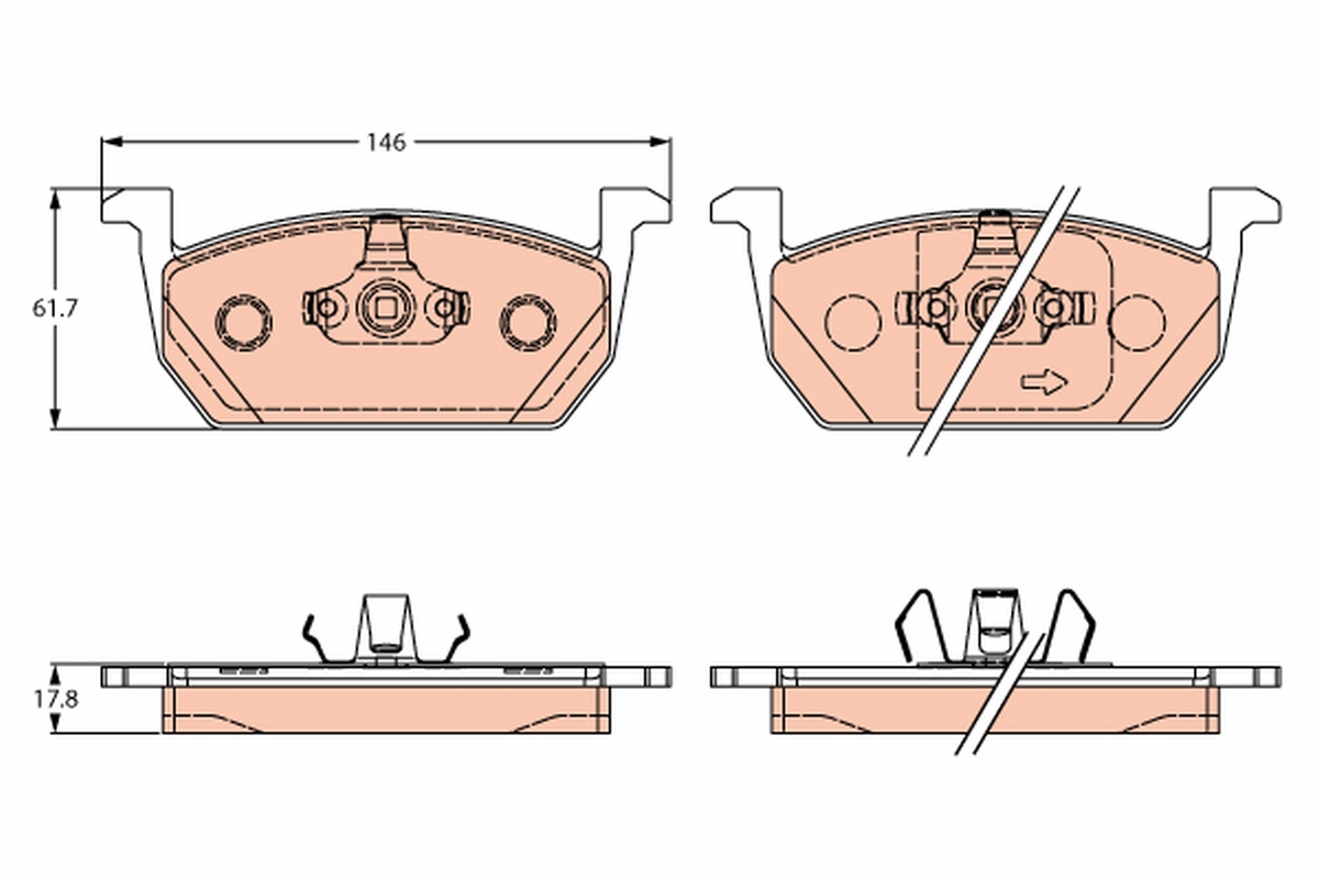 Brake Pad Set, disc brake - GDB2266 TRW