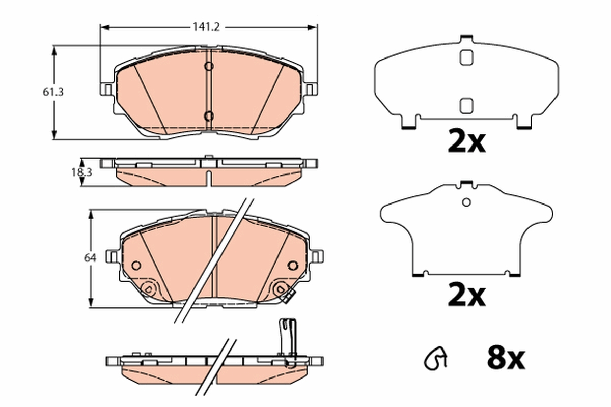 Kit pastiglie freno, Freno a disco - GDB2290 TRW