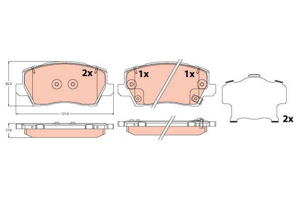 Brake Pad Set, disc brake - GDB2329 TRW