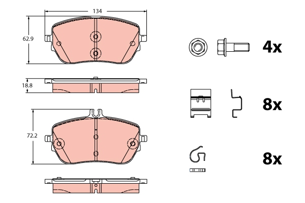 Brake Pad Set, disc brake - GDB2330 TRW