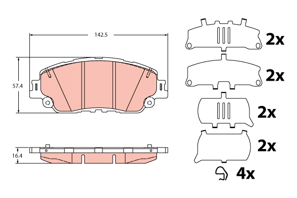 Brake Pad Set, disc brake - GDB2354 TRW