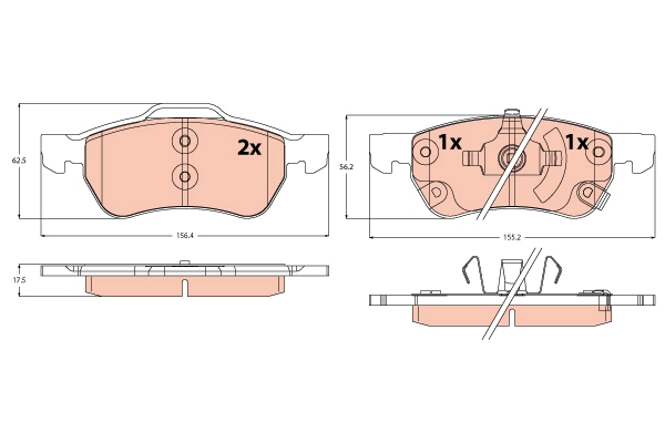 Brake Pad Set, disc brake - GDB2383 TRW