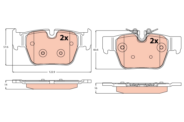 Brake Pad Set, disc brake - GDB2384 TRW