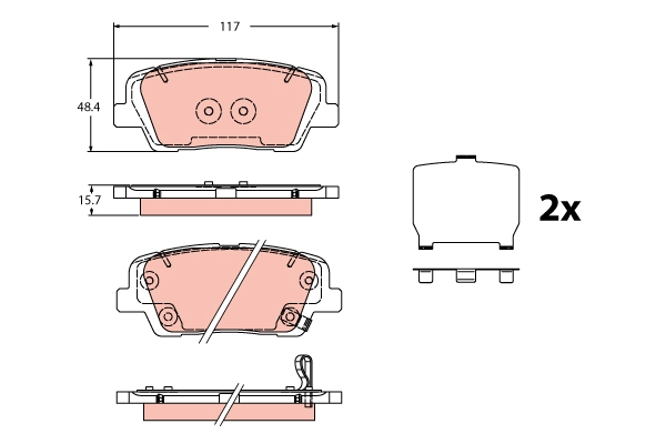 Brake Pad Set, disc brake - GDB2429 TRW