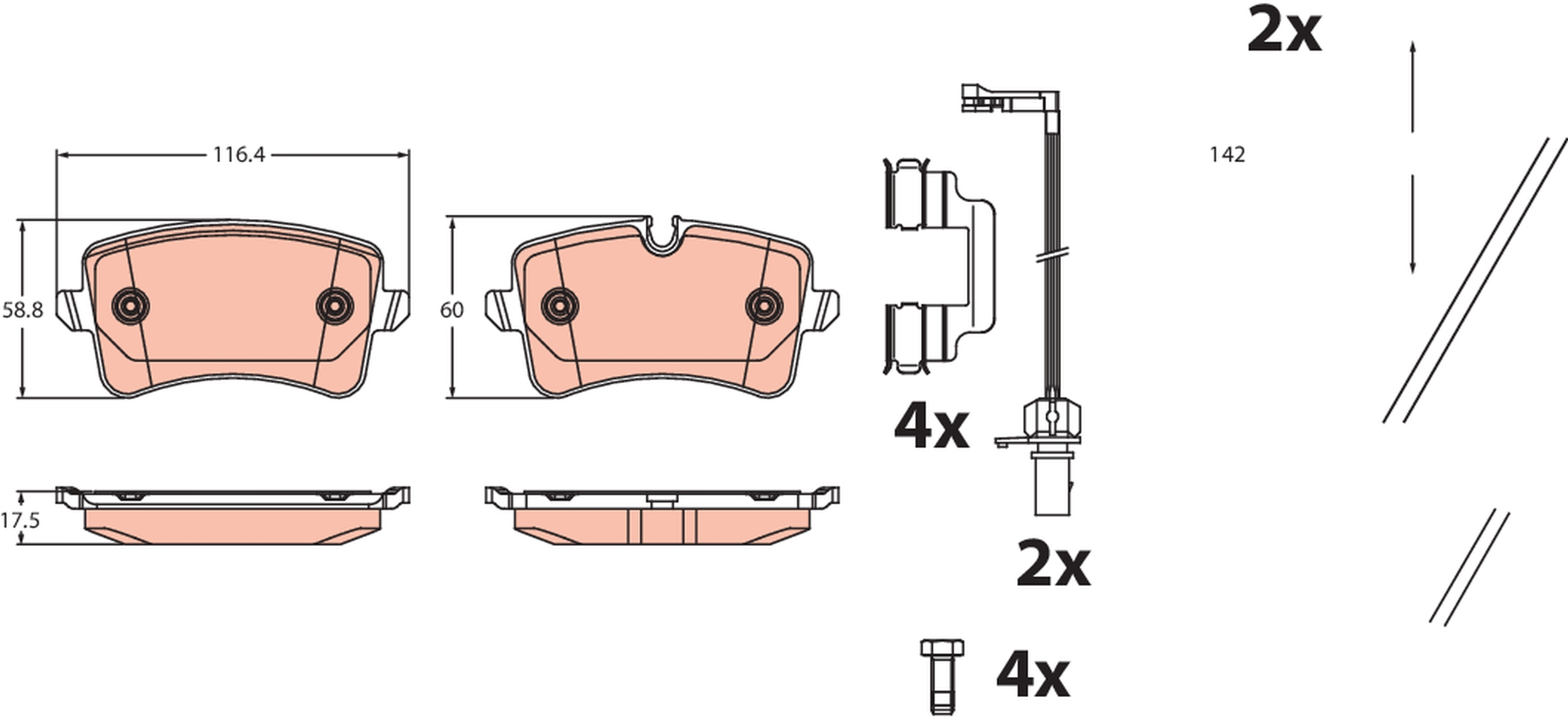 Brake Pad Set, disc brake - GDB2464 TRW