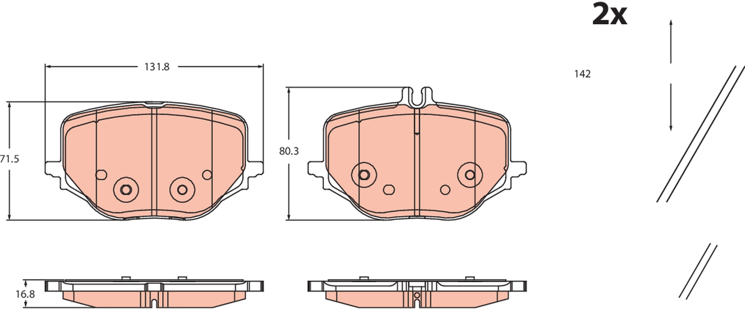 Brake Pad Set, disc brake - GDB2470 TRW