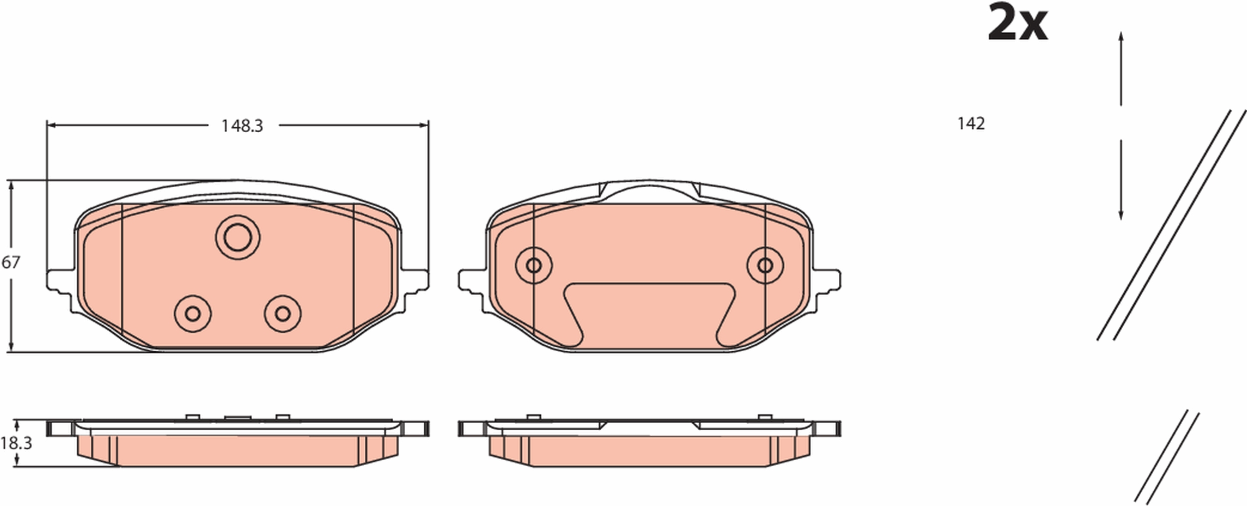 Brake Pad Set, disc brake - GDB2475 TRW