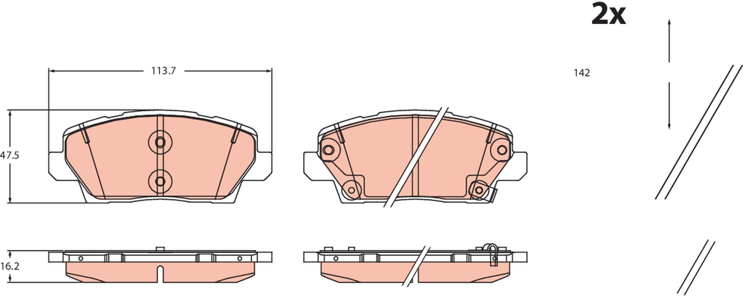 Brake Pad Set, disc brake - GDB2479 TRW