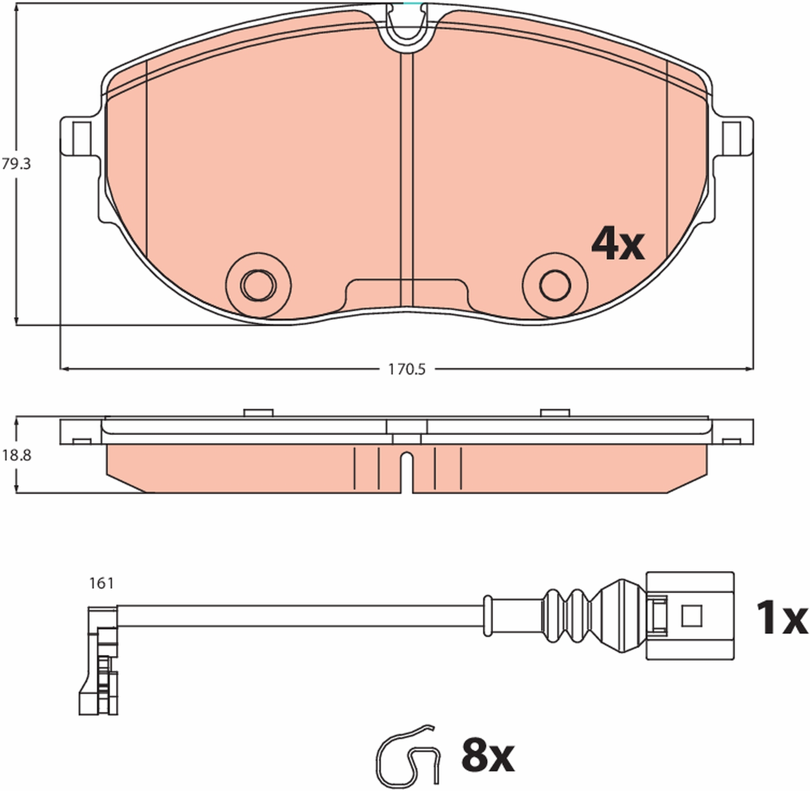 Brake Pad Set, disc brake - GDB2486 TRW