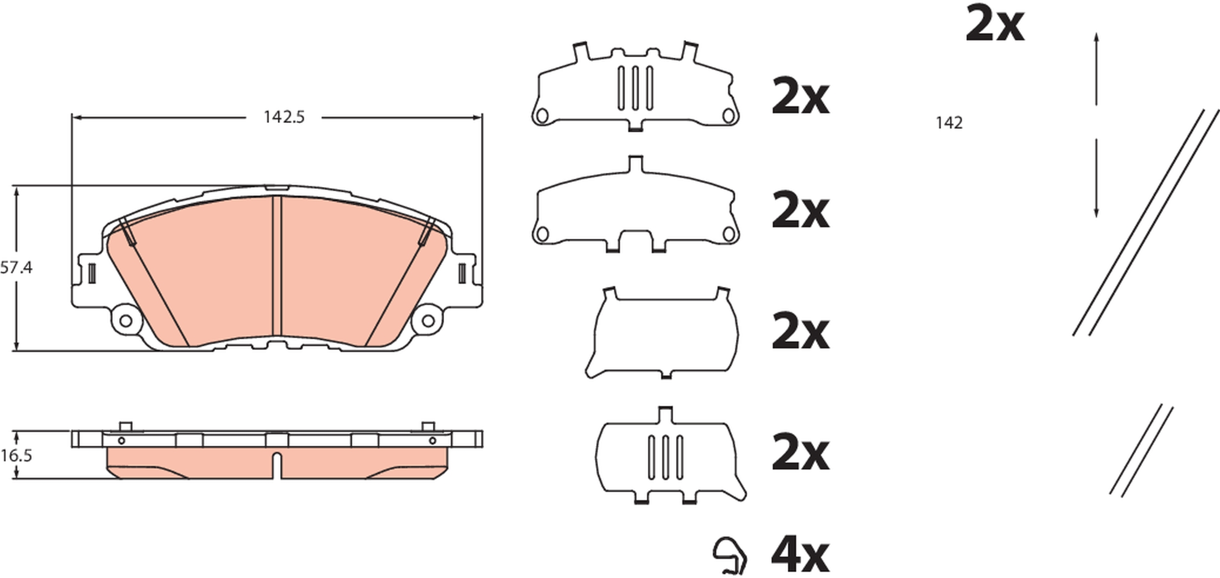 Kit pastiglie freno, Freno a disco - GDB2488 TRW