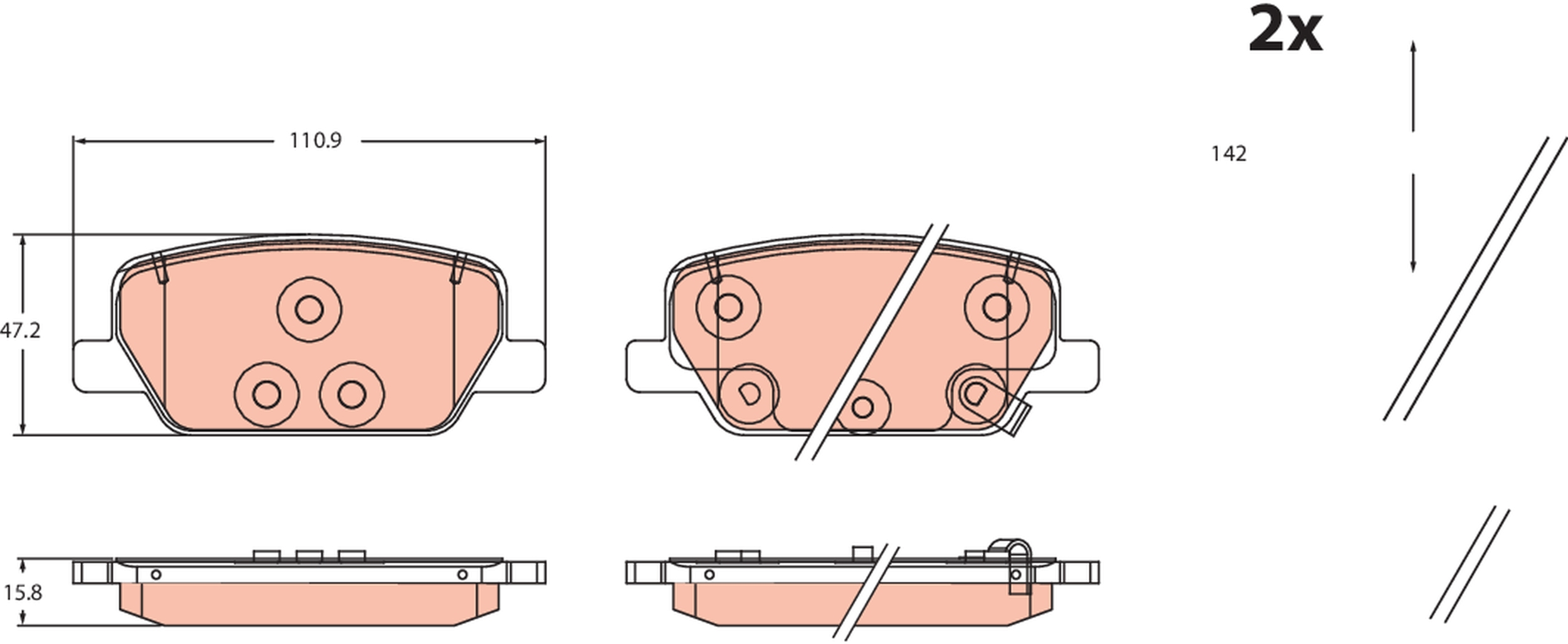 Brake Pad Set, disc brake - GDB2491 TRW