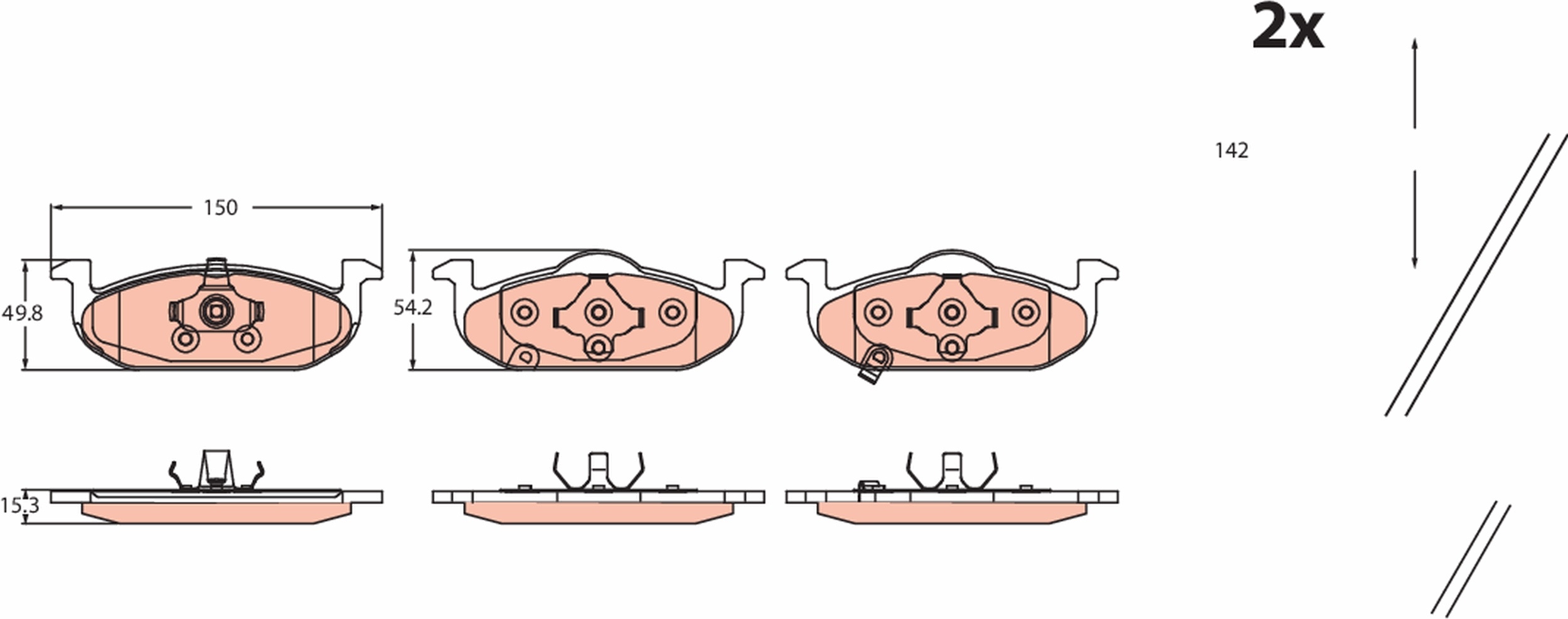Brake Pad Set, disc brake - GDB2514 TRW