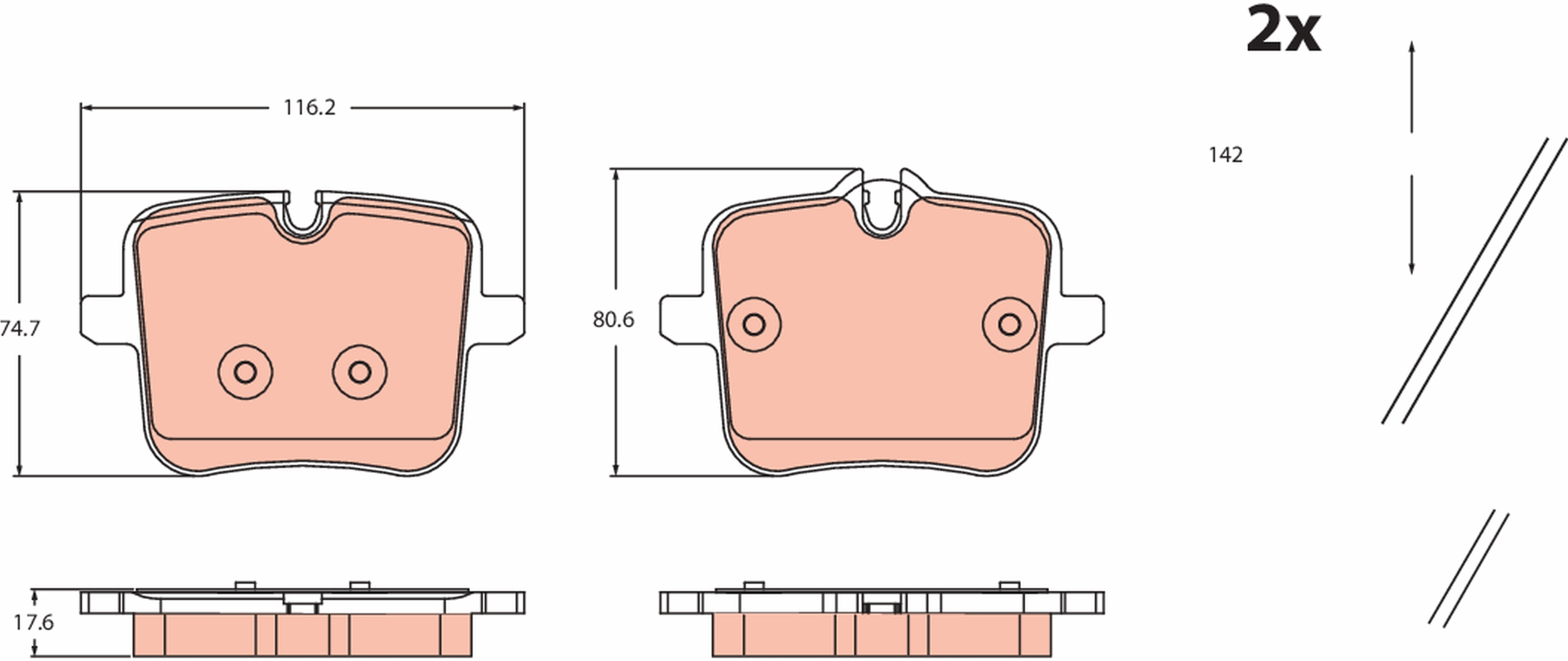 Brake Pad Set, disc brake - GDB2519 TRW