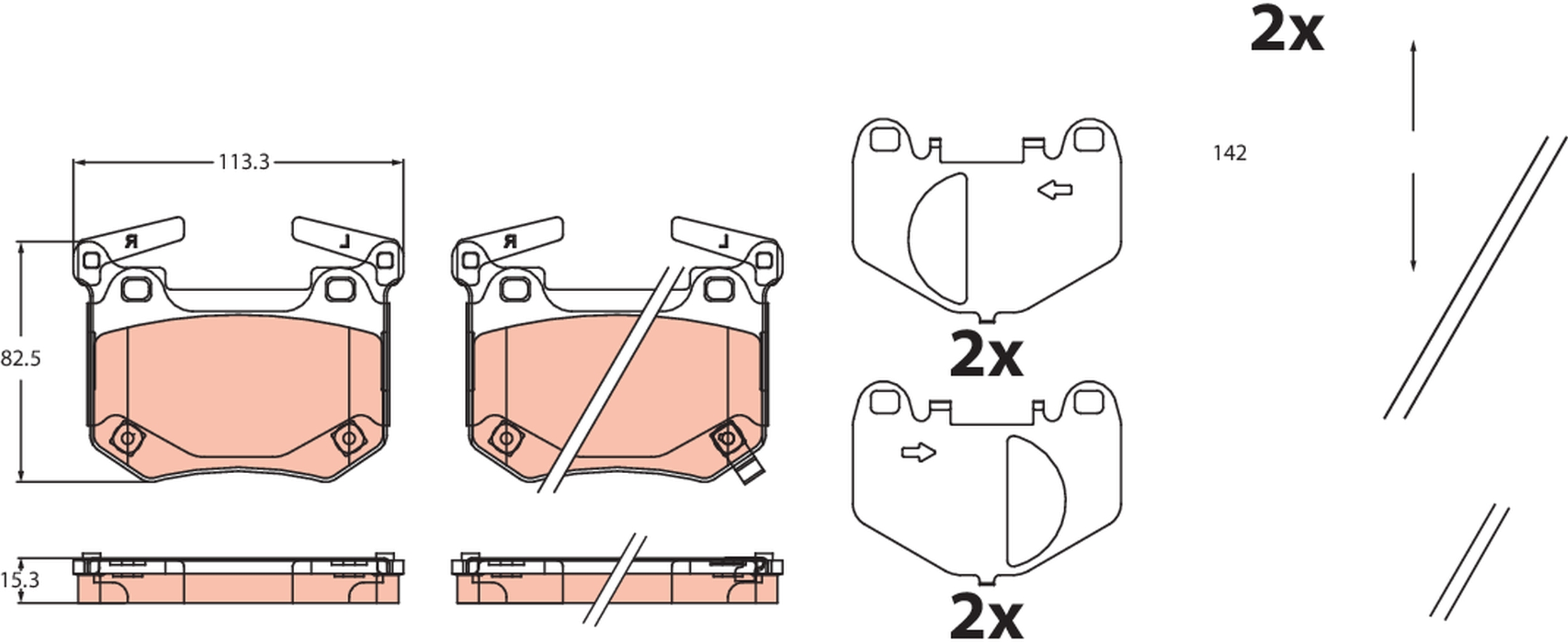 Kit pastiglie freno, Freno a disco - GDB2520 TRW