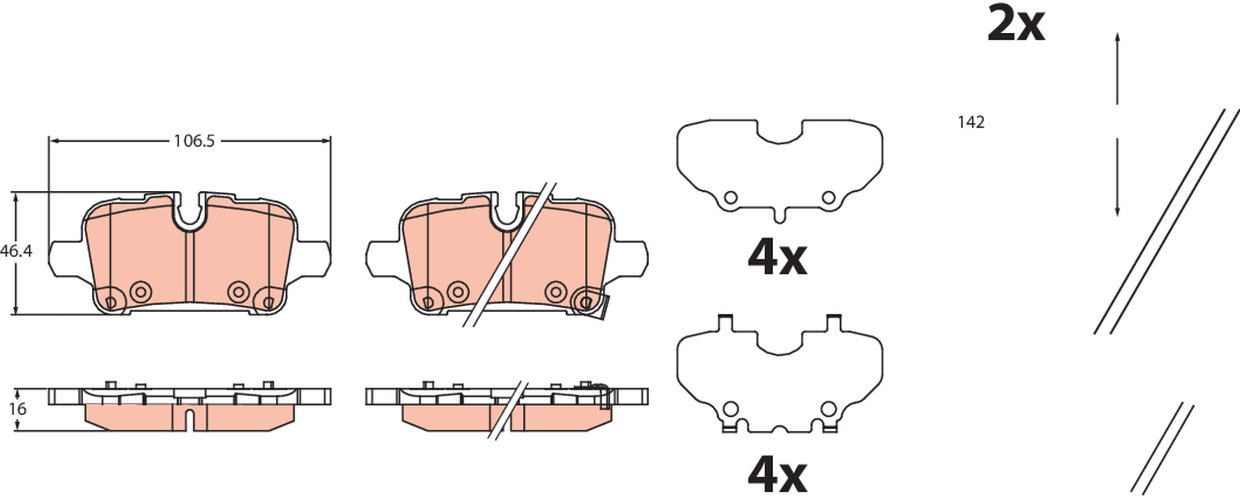 Brake Pad Set, disc brake - GDB2524 TRW