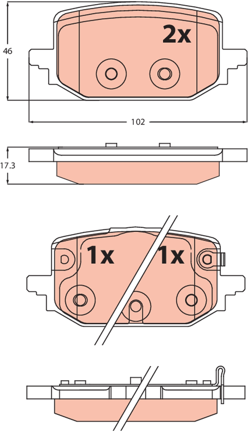 Brake Pad Set, disc brake - GDB2546 TRW