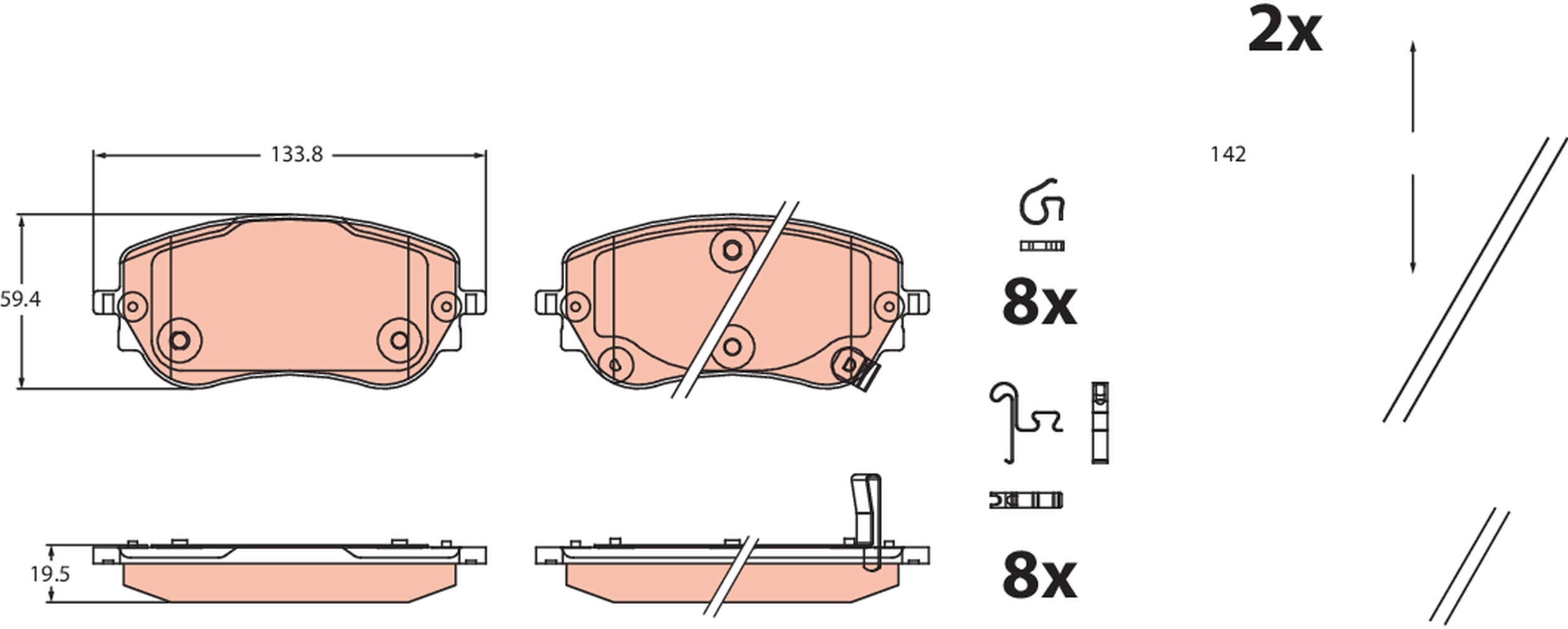 Brake Pad Set, disc brake - GDB2551 TRW