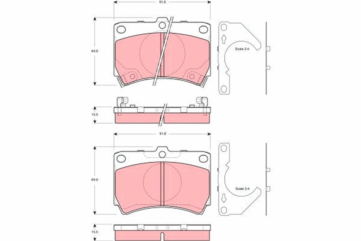 Brake Pad Set, disc brake - GDB3252 TRW