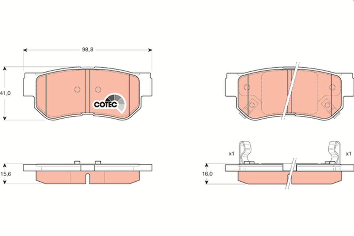 Brake Pad Set, disc brake - GDB3284 TRW