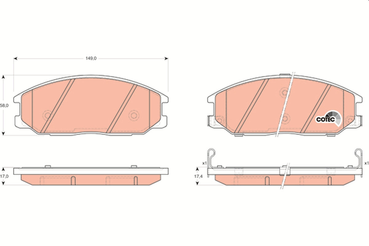 Brake Pad Set, disc brake - GDB3297 TRW
