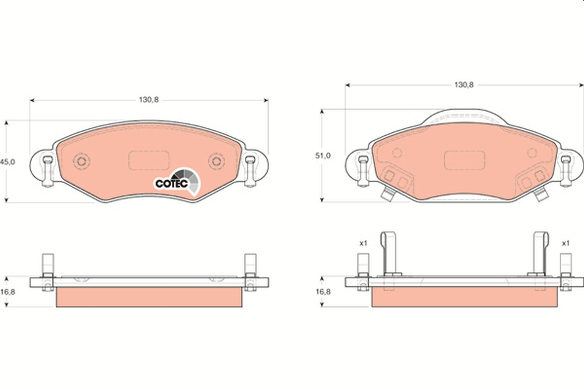 Brake Pad Set, disc brake - GDB3324 TRW