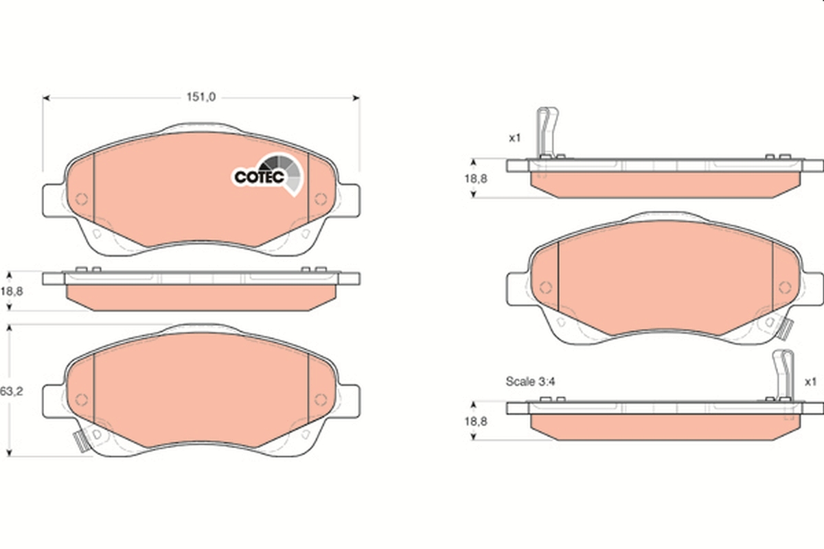 Brake Pad Set, disc brake - GDB3336 TRW