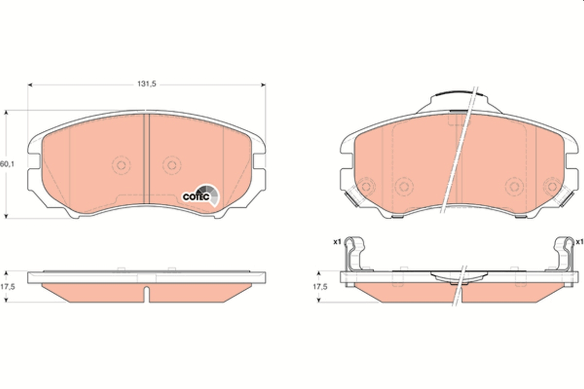 Brake Pad Set, disc brake - GDB3352 TRW