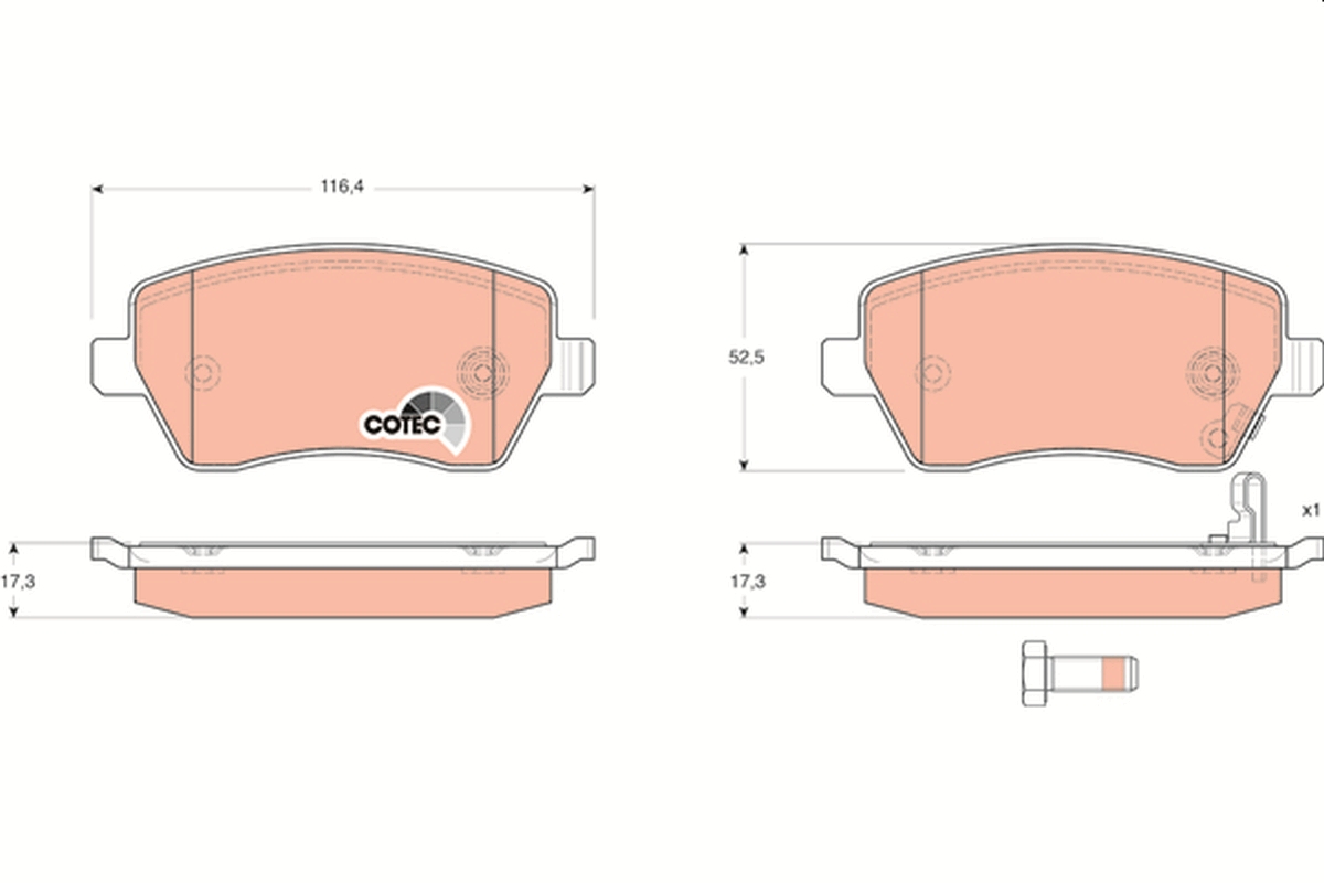 Brake Pad Set, disc brake - GDB3396 TRW