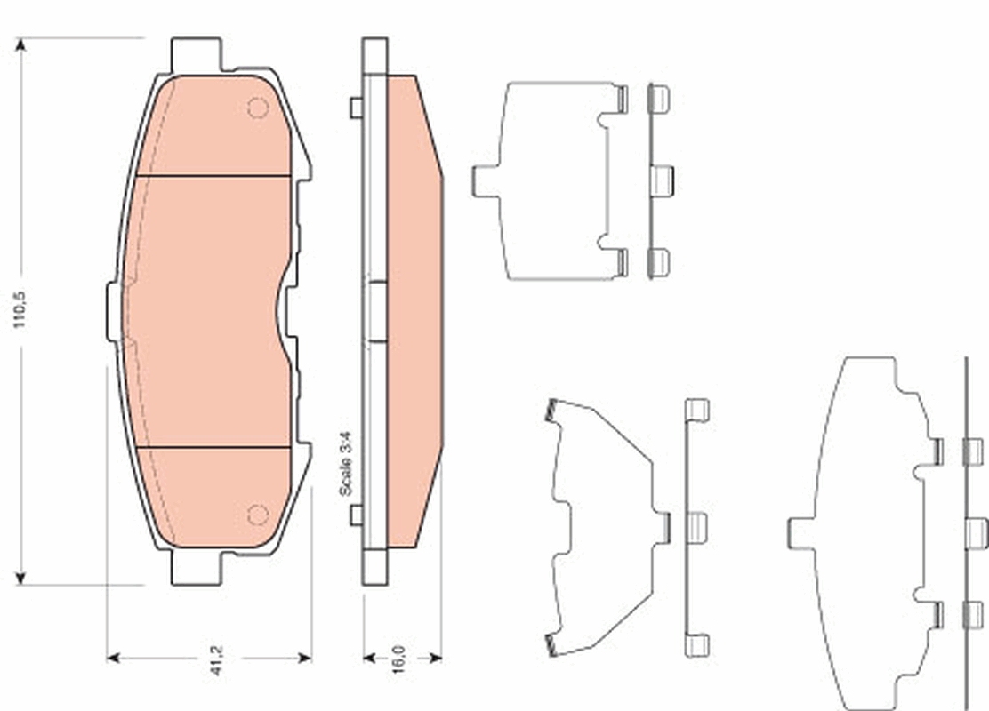 Brake Pad Set, disc brake - GDB3406 TRW