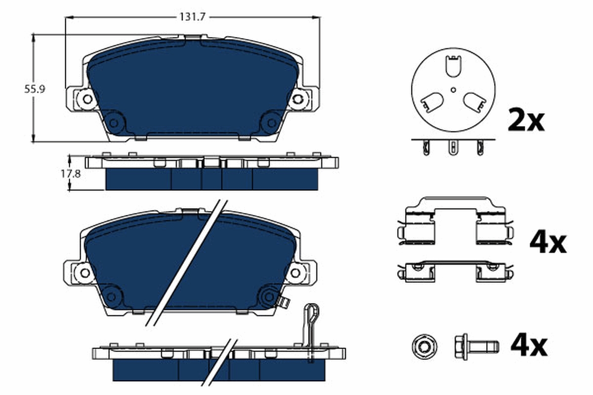 Brake Pad Set, disc brake - GDB3407BTE TRW