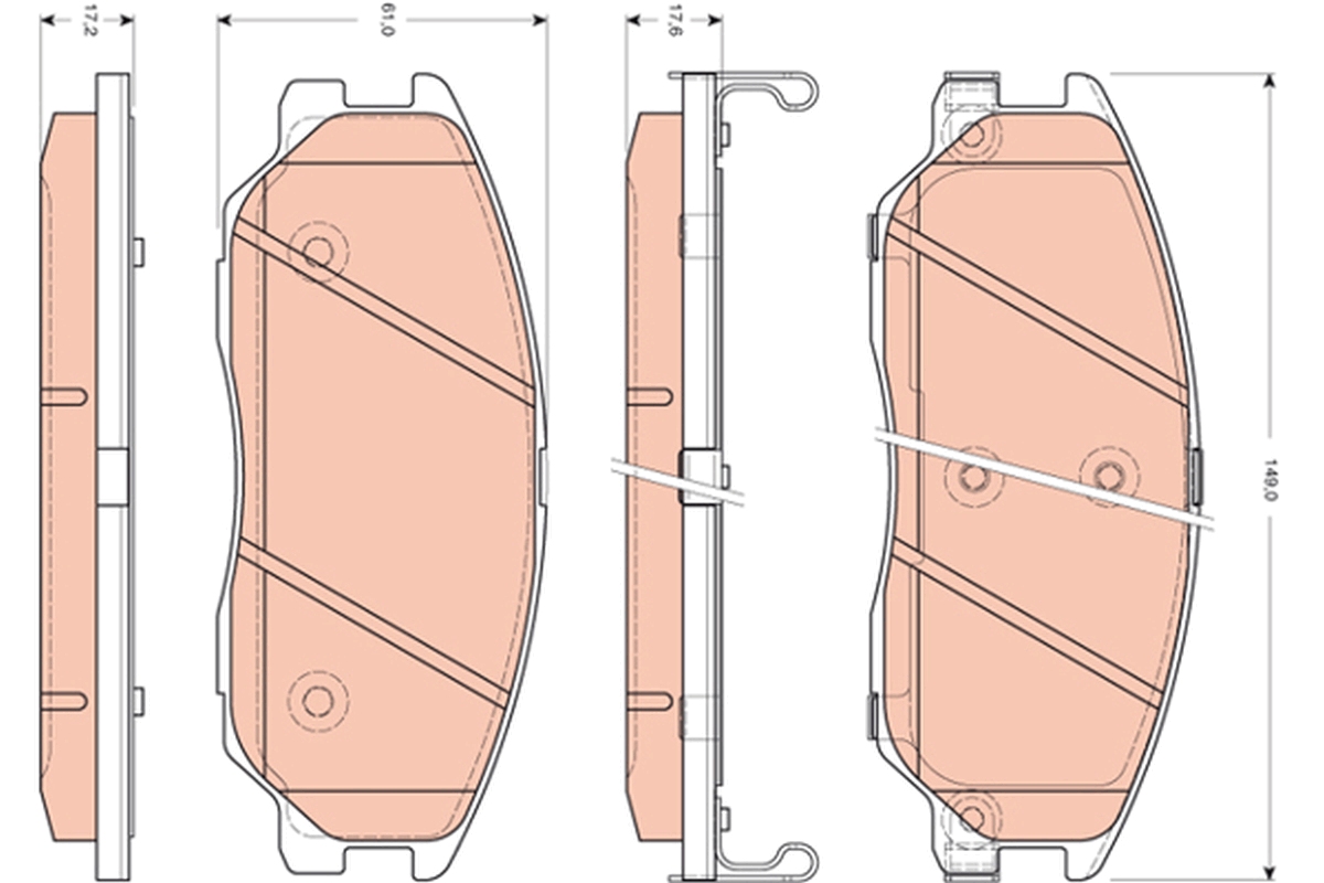 Brake Pad Set, disc brake - GDB3412 TRW