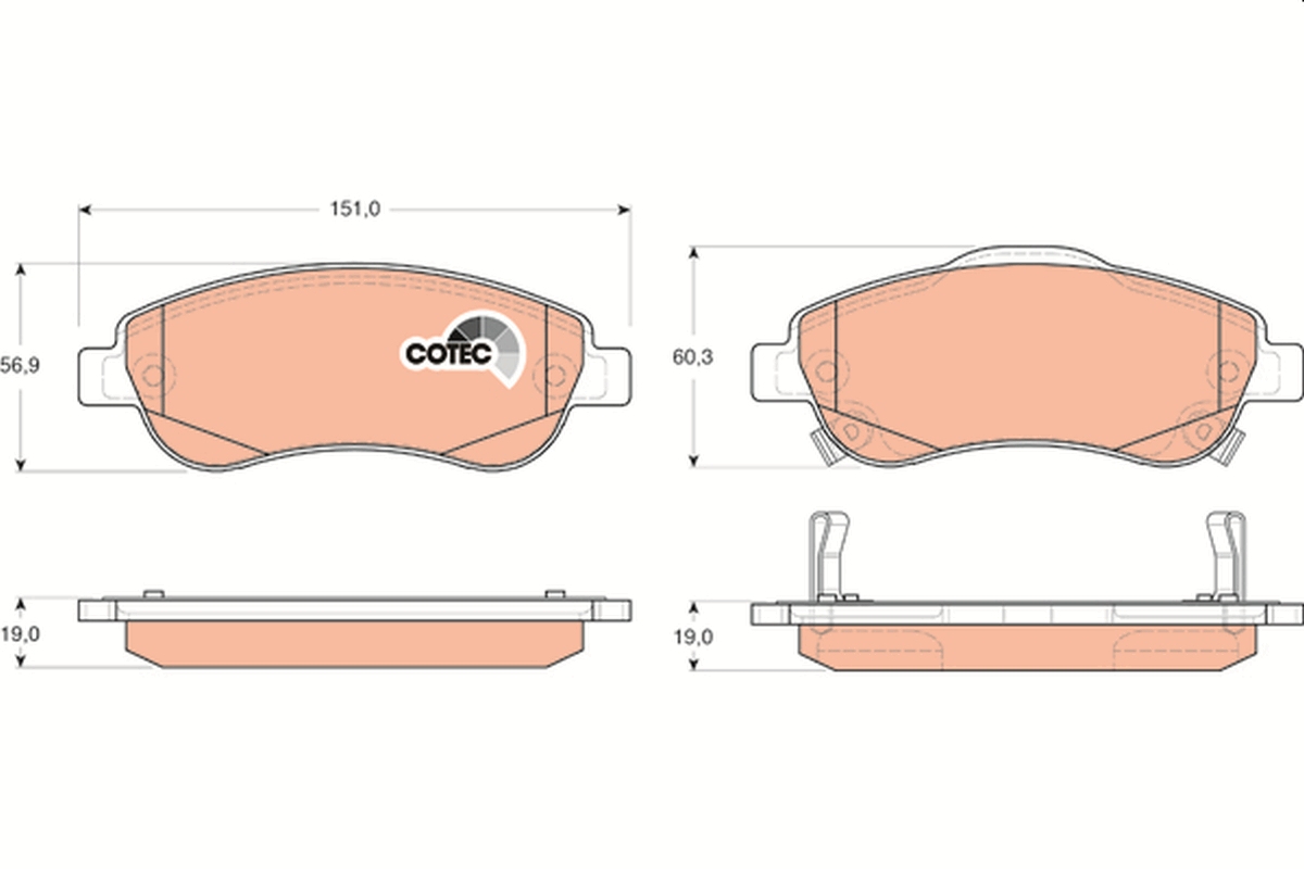 Brake Pad Set, disc brake - GDB3445 TRW