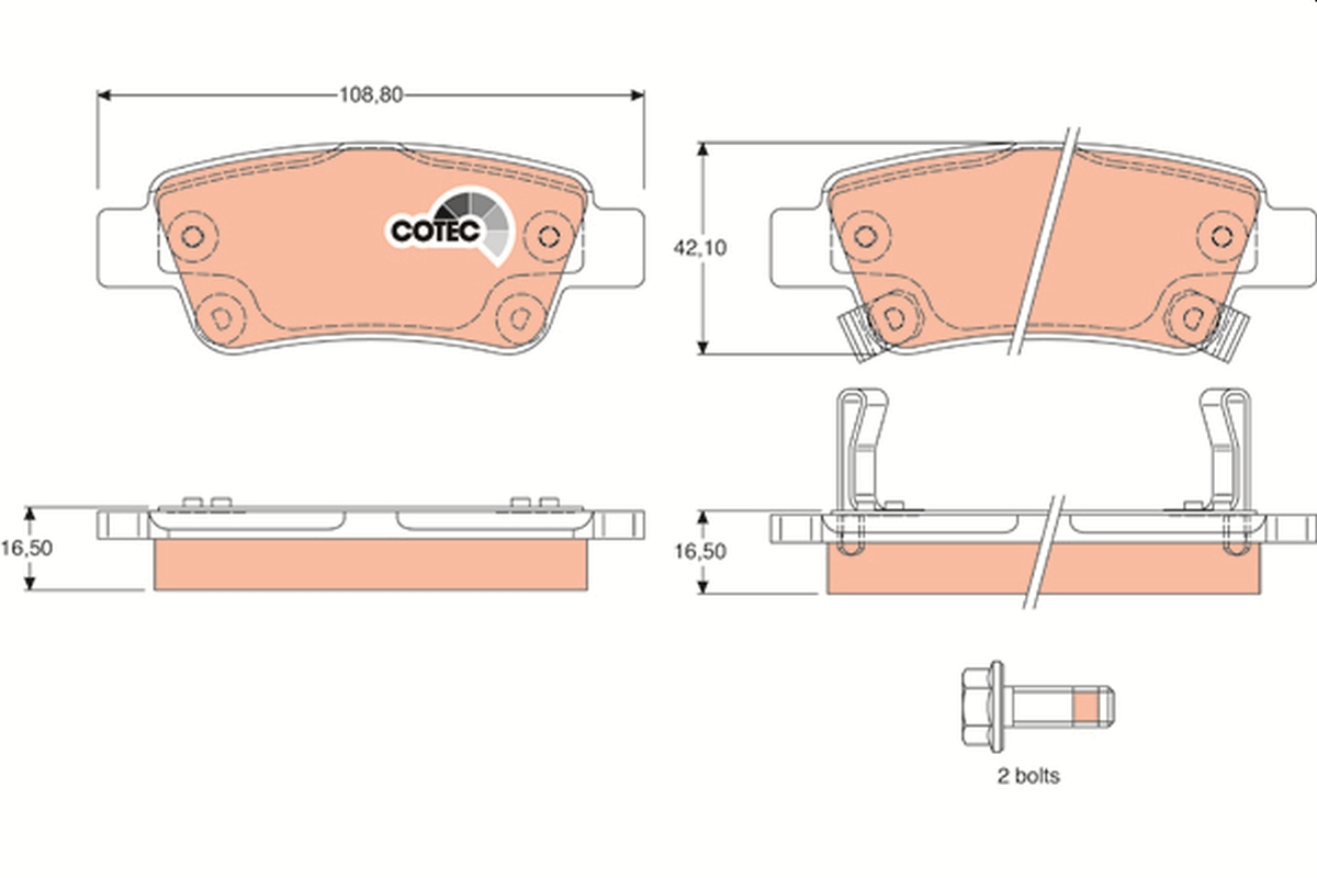 Brake Pad Set, disc brake - GDB3446 TRW