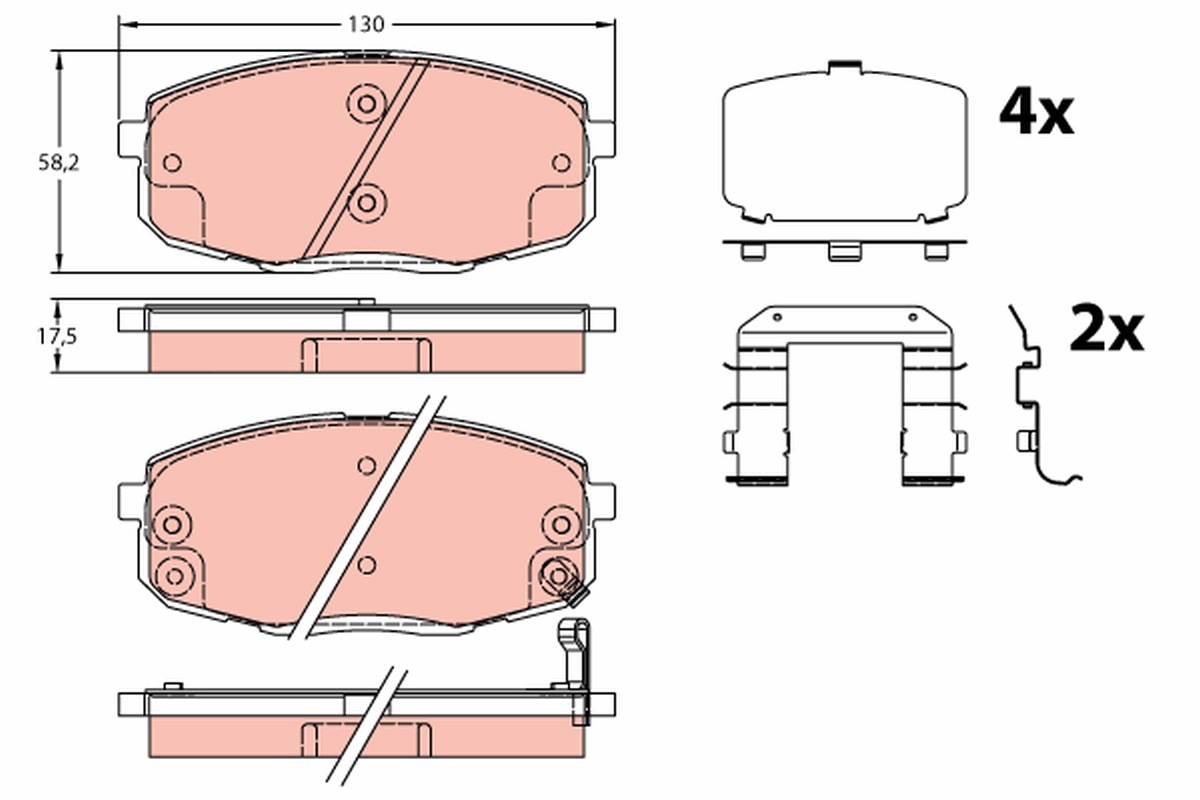 Brake Pad Set, disc brake - GDB3450 TRW