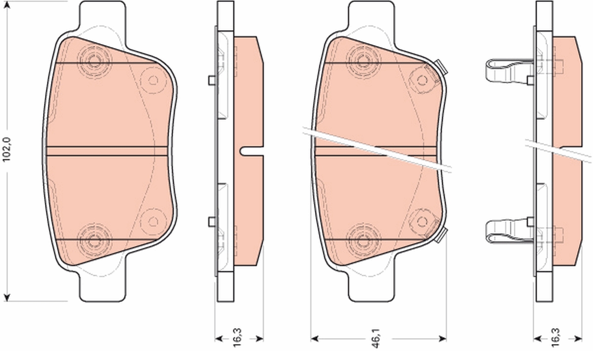 Brake Pad Set, disc brake - GDB3456 TRW