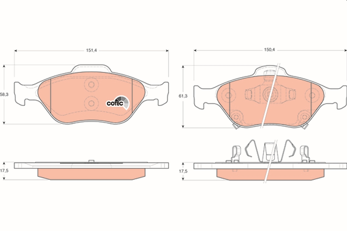 Brake Pad Set, disc brake - GDB3457 TRW