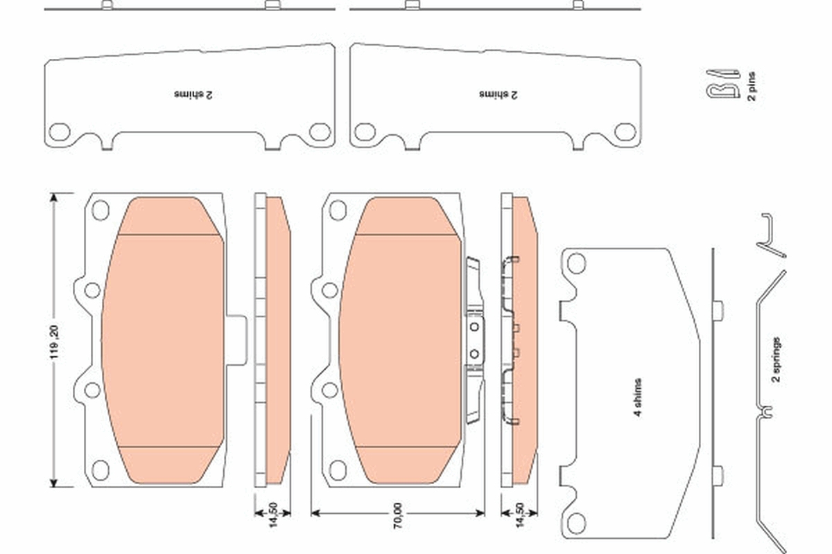 Brake Pad Set, disc brake - GDB3470 TRW