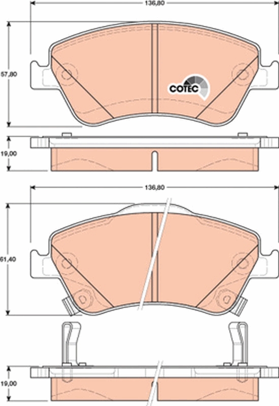 Kit pastiglie freno, Freno a disco - GDB3481 TRW