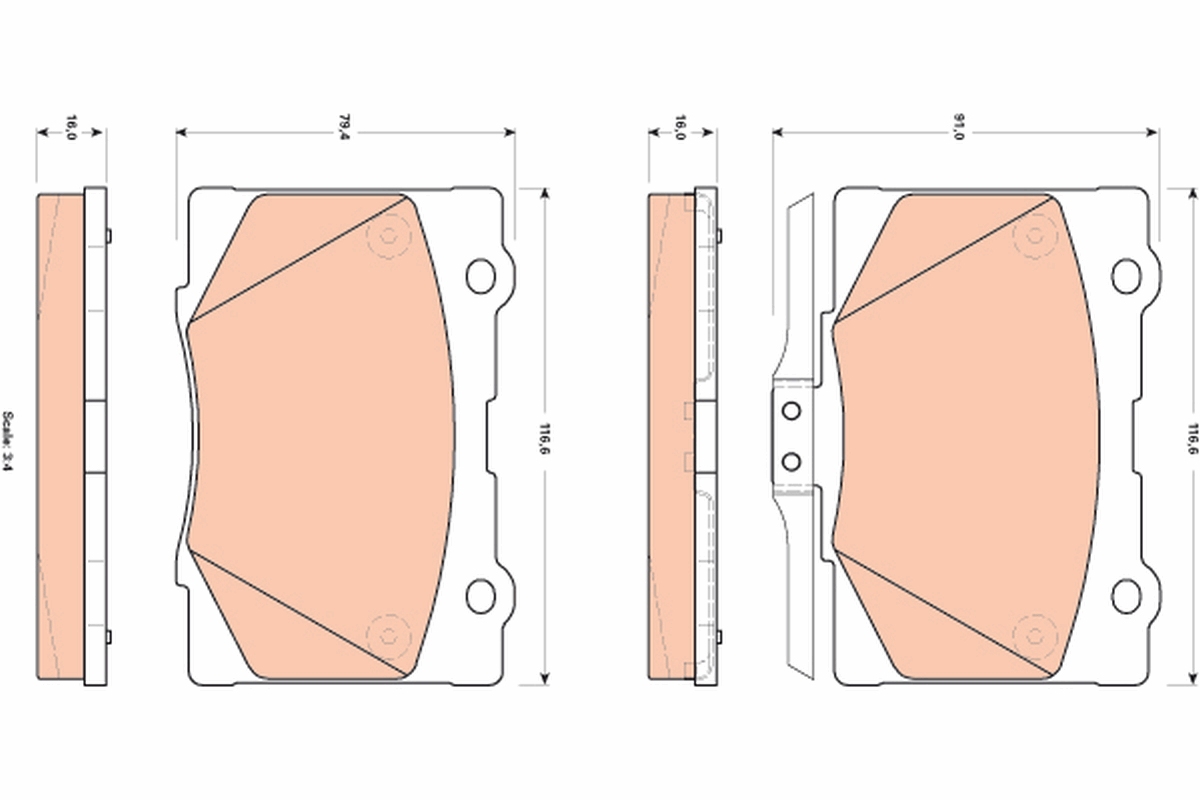 Brake Pad Set, disc brake - GDB3498 TRW