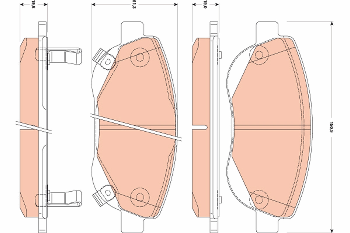 Brake Pad Set, disc brake - GDB3511 TRW