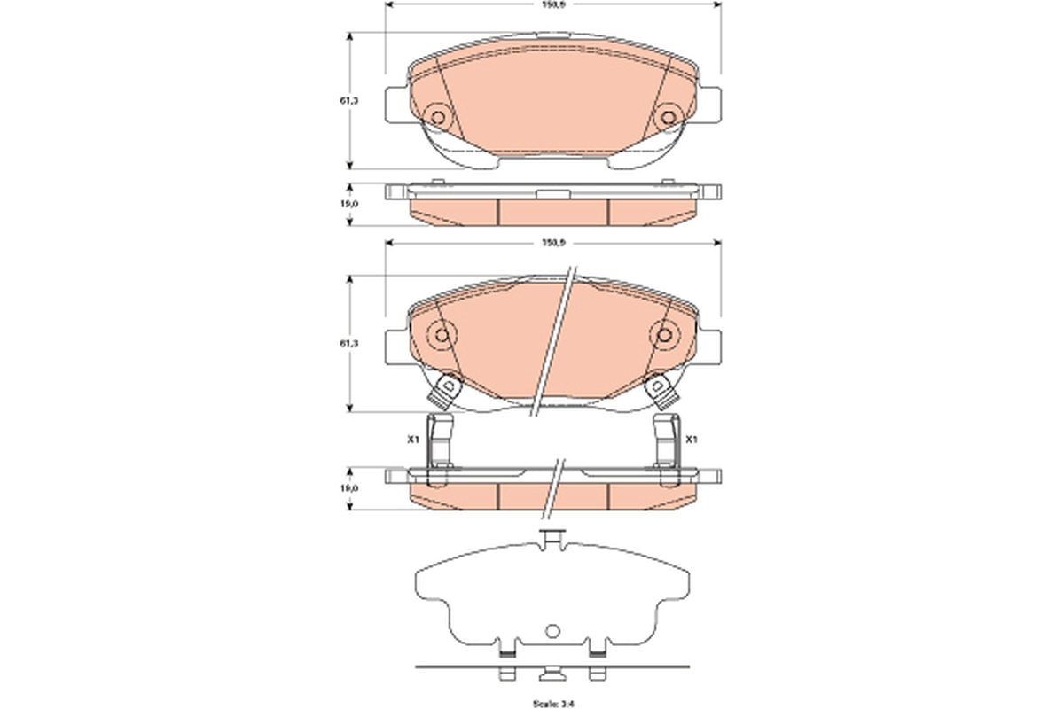 Kit pastiglie freno, Freno a disco - GDB3518 TRW