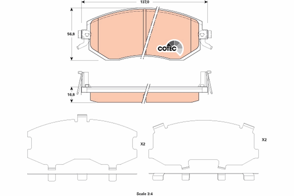 Комплект тормозных колодок, дисковый тормоз - GDB3519 TRW