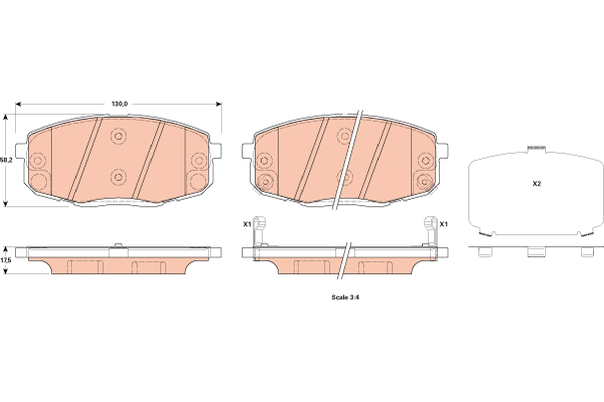 Brake Pad Set, disc brake - GDB3523 TRW