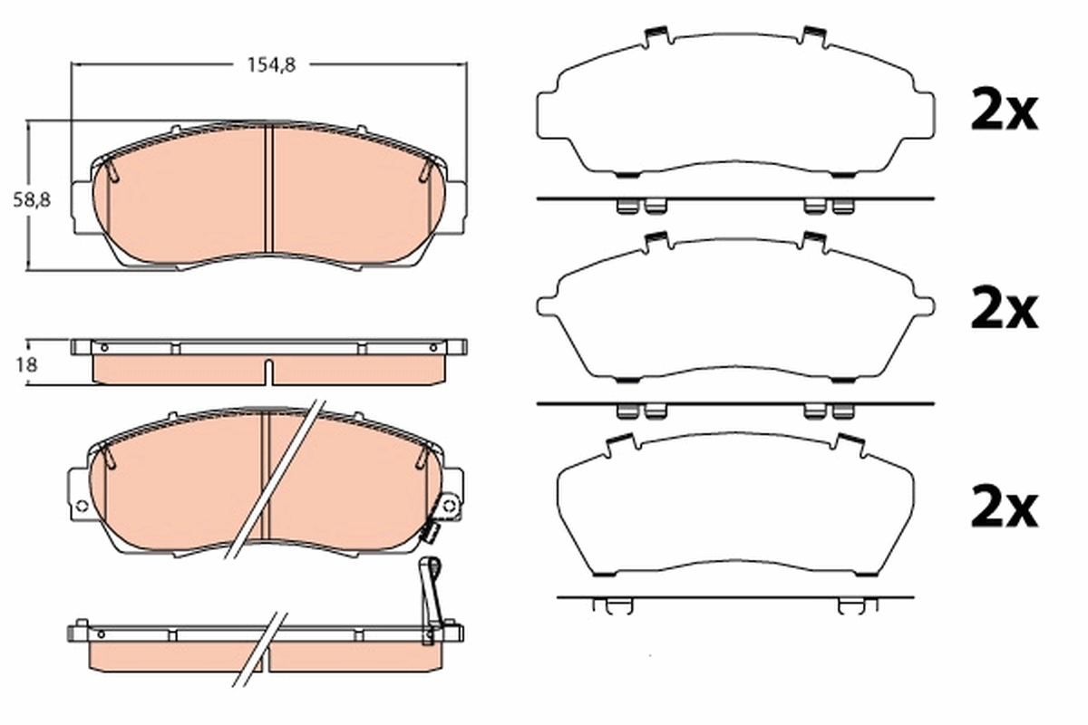Brake Pad Set, disc brake - GDB3581 TRW