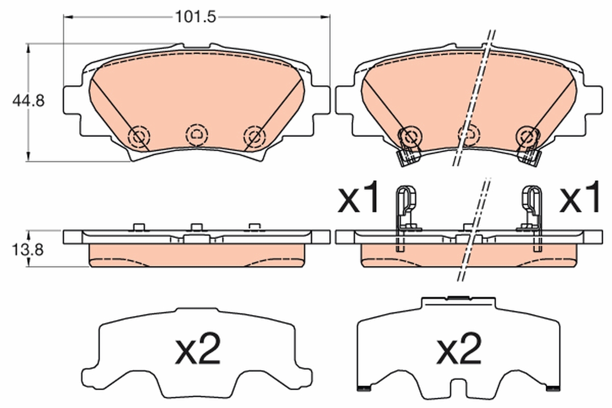 Brake Pad Set, disc brake - GDB3593 TRW