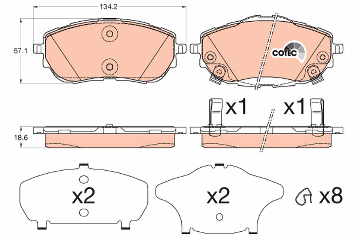 Brake Pad Set, disc brake - GDB3598 TRW