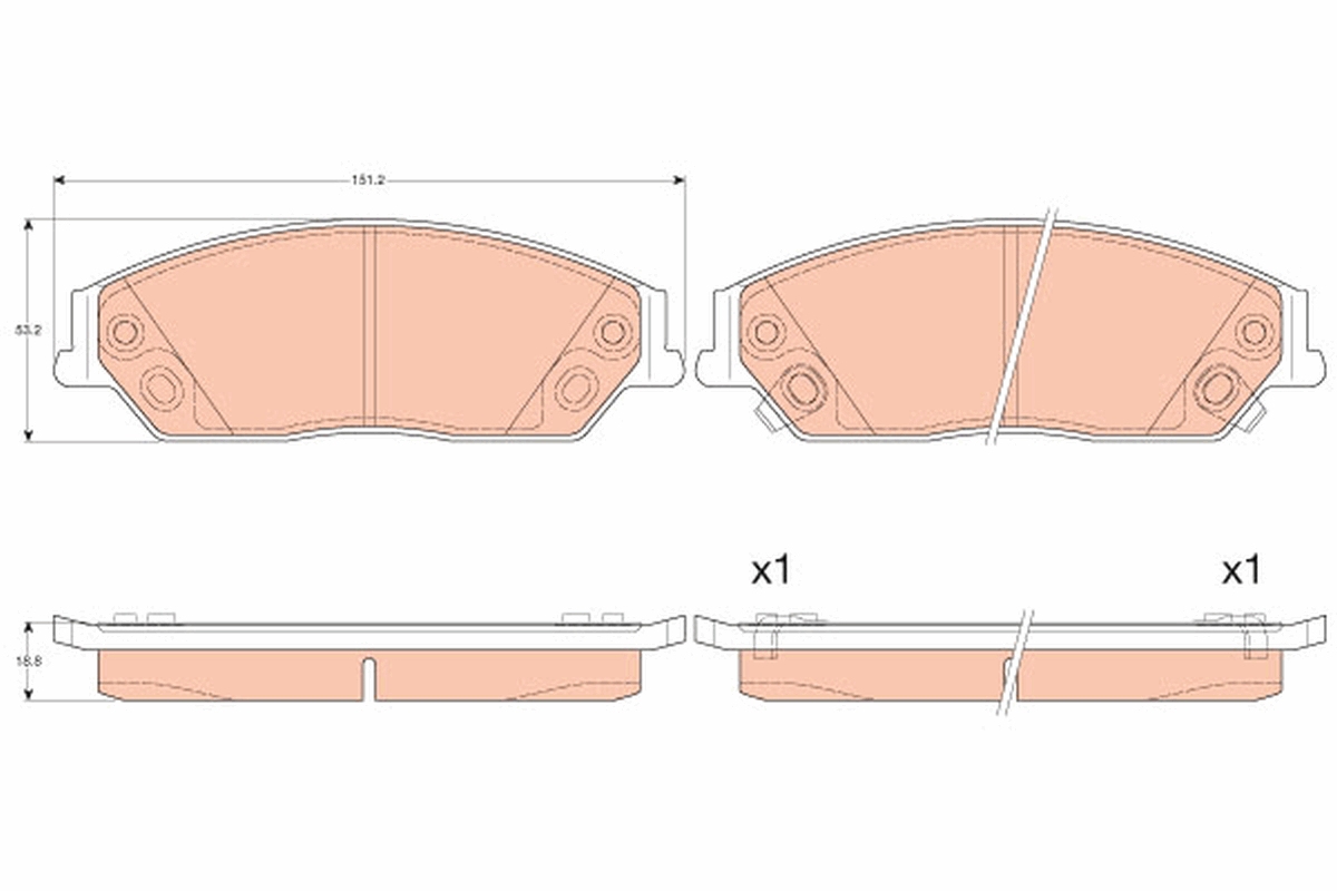 Brake Pad Set, disc brake - GDB3614 TRW