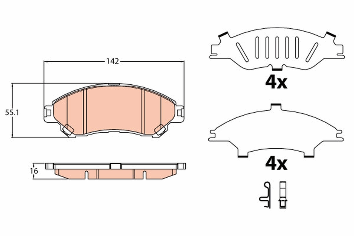 Brake Pad Set, disc brake - GDB3633 TRW