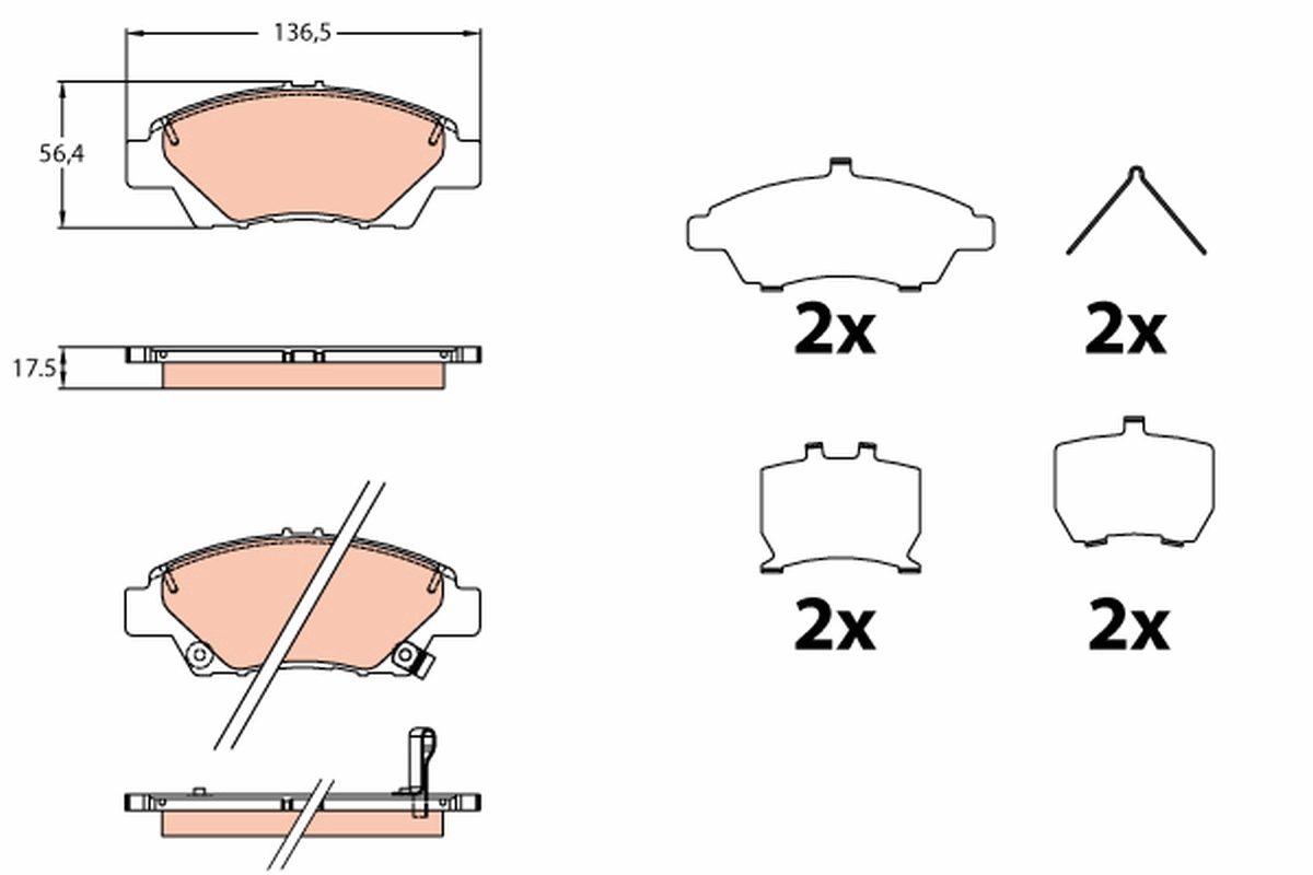 Brake Pad Set, disc brake - GDB3643 TRW