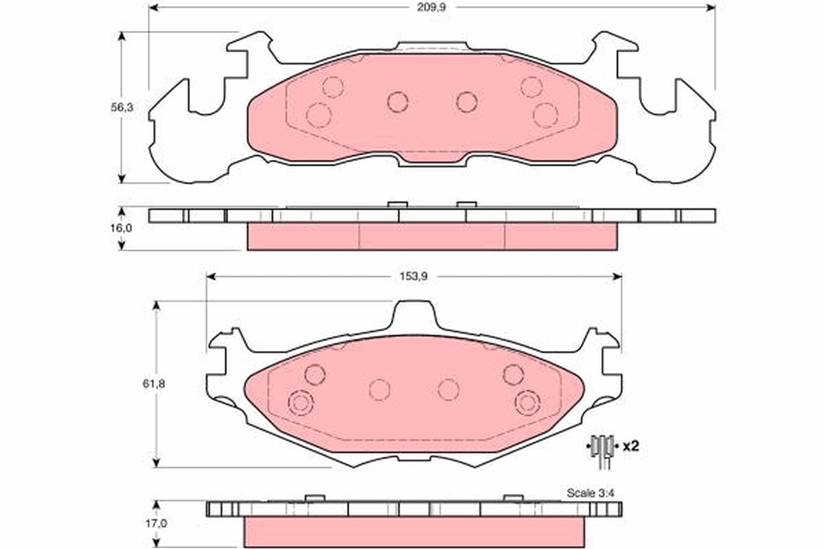 Brake Pad Set, disc brake - GDB4003 TRW